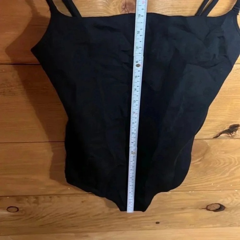Black Square Neck Tank Bodysuit Snap Closure Adjustable Straps Dance Night out - Picture 4 of 10